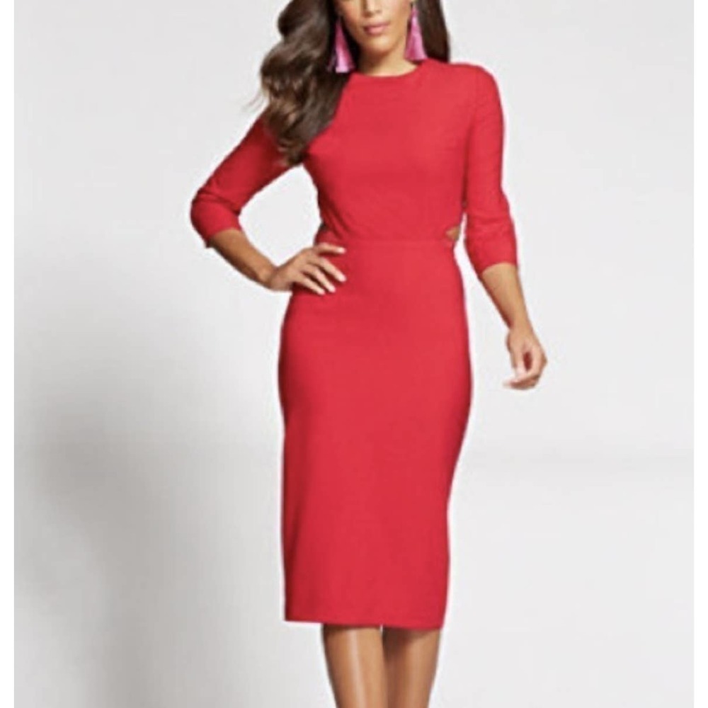 Gabrielle Union NY&Co Womens Pencil Dress Red Zippered 10‎ NWT